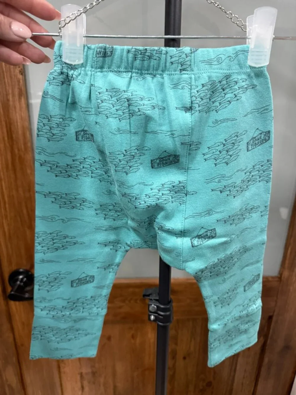 Kate Quinn panda pant - Gone Fishing - organic cotton 12-18M NWT